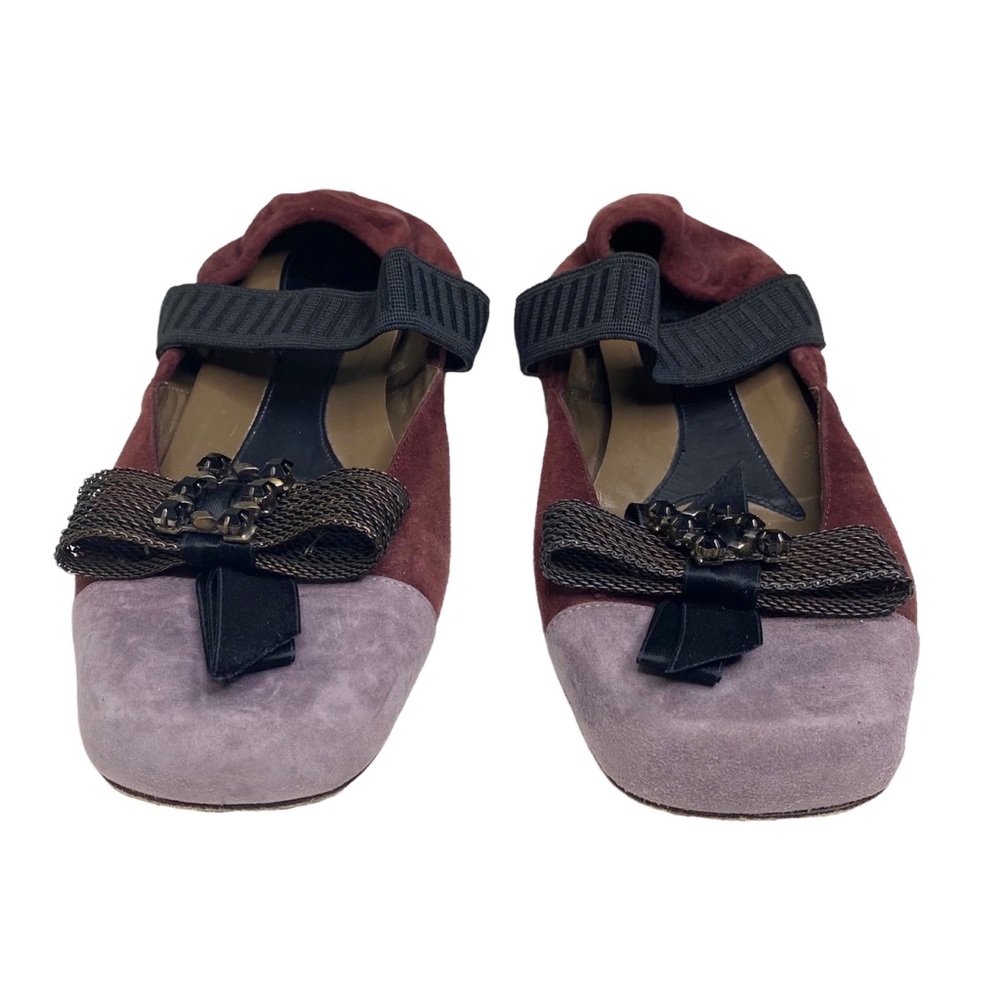 Marni ♔ Mary Jane Ballet Flats ♔ Lavender Suede + Black Crystal Embellishment ♔ - Picture 9 of 16